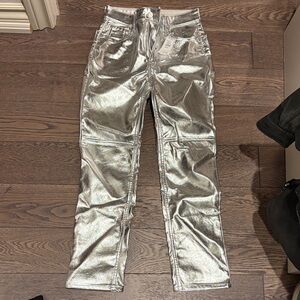 GAP Silver Metallic Straight Leg Jeans